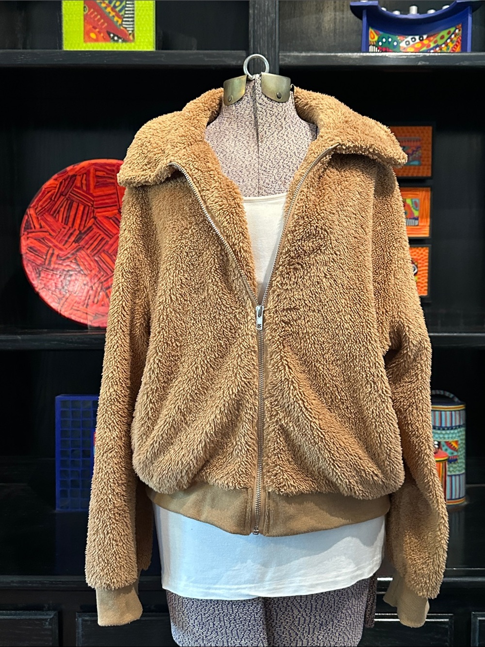 Classic Camel Teddy Zip-Up Jacket